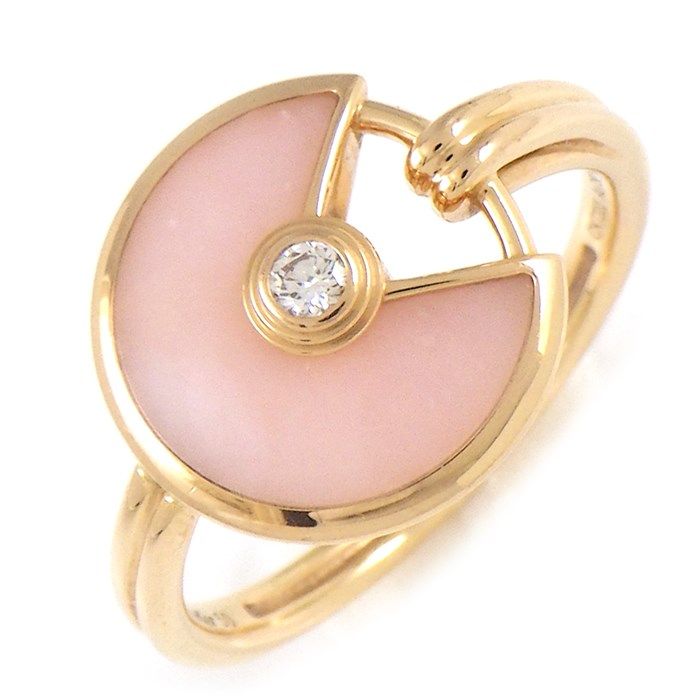 Cartier Amulet Ring with Pink Opal & Diamond in 18K Rose Gold