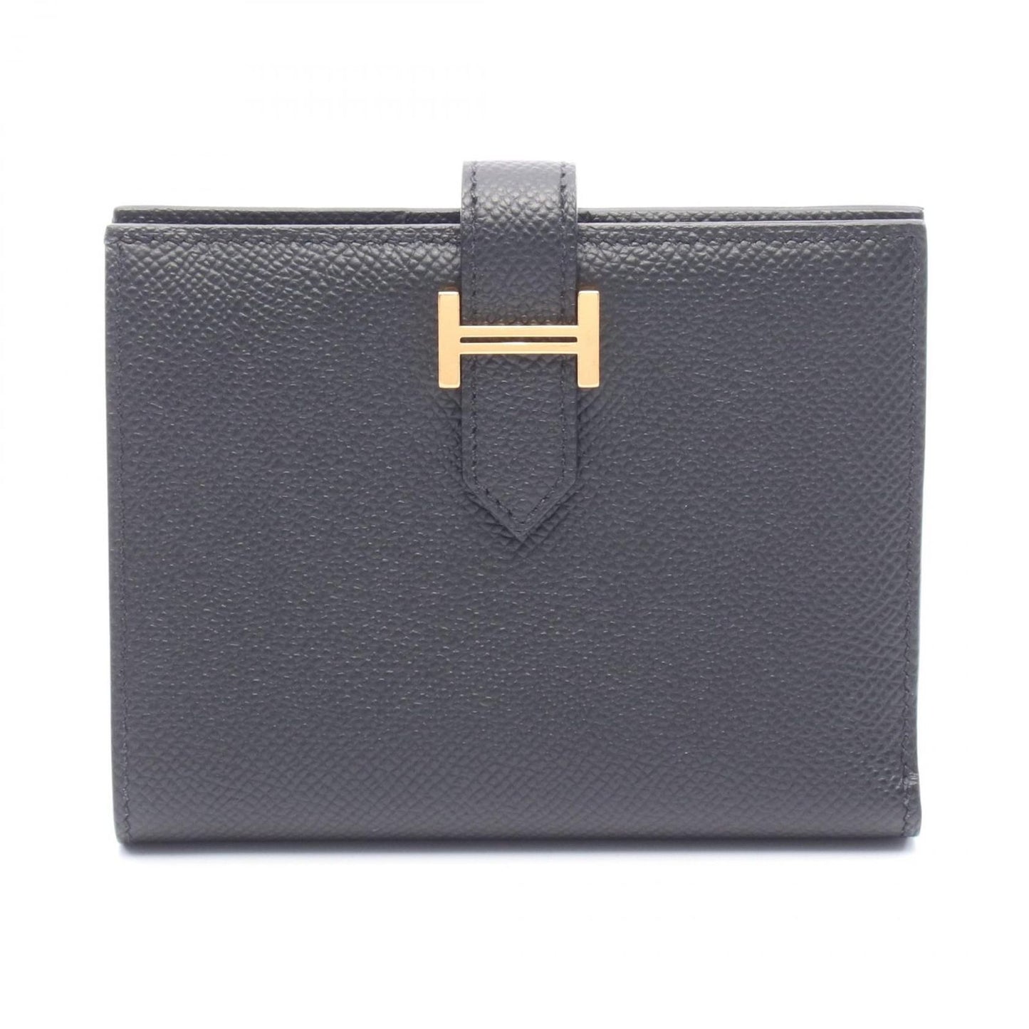 HERMES Béarn Compact Wallet in Black Calfskin - Timeless Elegance