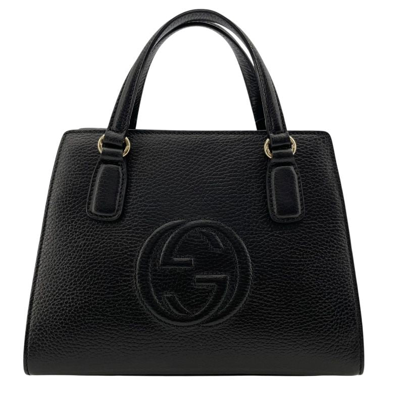 GUCCI Soho Interlocking G Band Bag - Black & Gold Hardware