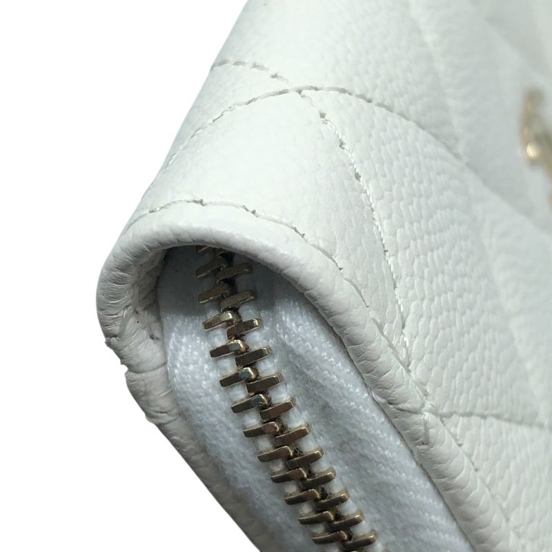 CHANEL Zippy Coin Purse AP3179 in White Caviar with Gold Hardware