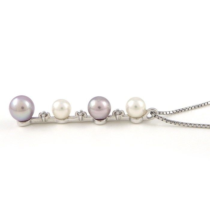TASAKI Pearl Necklace with Diamonds in K18 White Gold