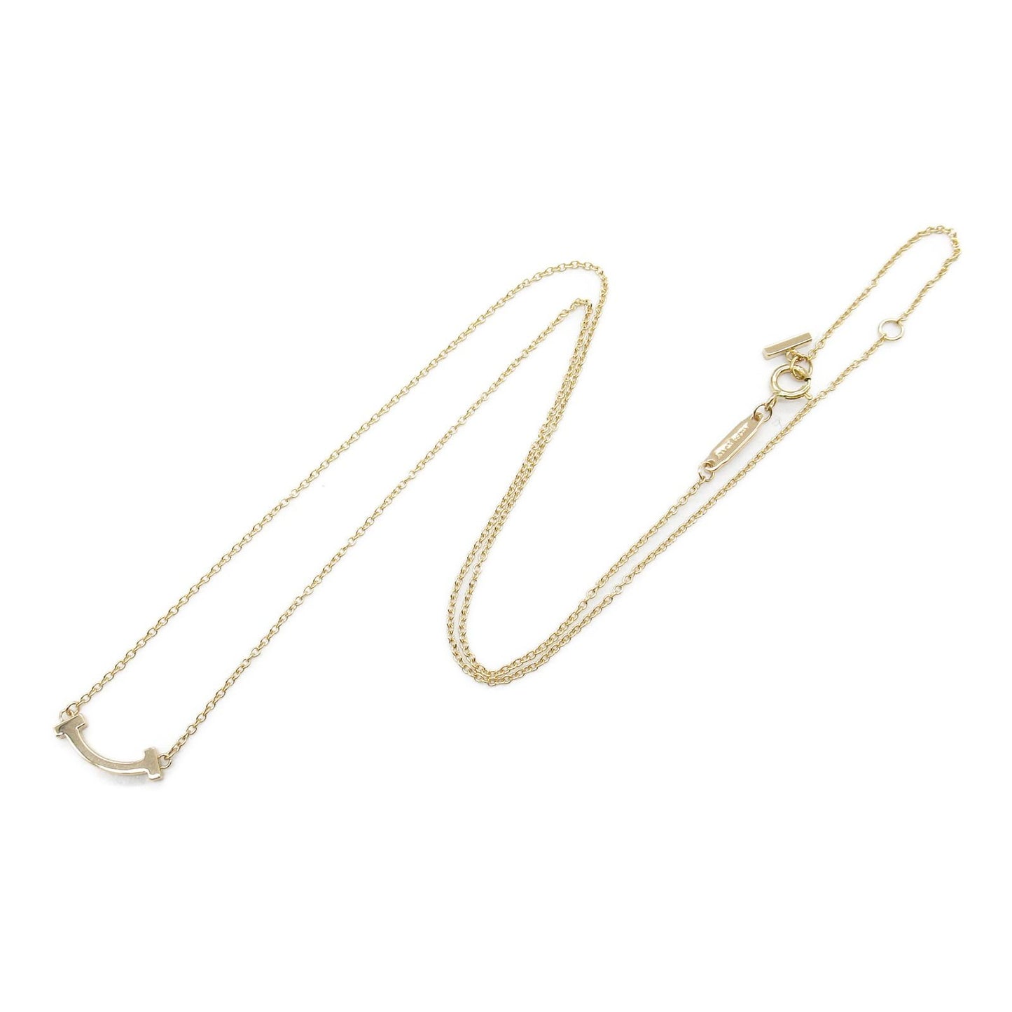 TIFFANY & CO T Smile Mini Necklace in K18 Pink Gold - Exquisite Elegance