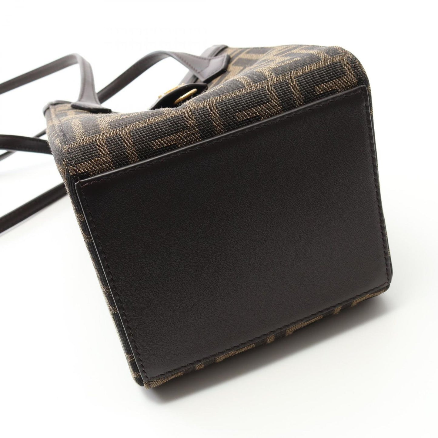 FENDI Origami Mini Shoulder Bag in Black/Khaki Canvas & Leather