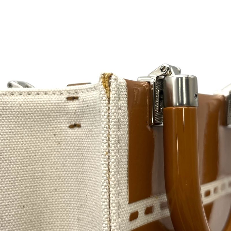 Fendi Sunshine Shopper Mini Handbag - Brown & Ivory Patent Canvas
