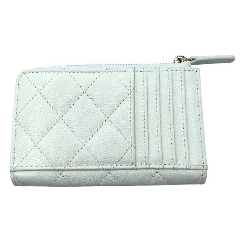 CHANEL Zippy Coin Purse AP3179 in White Caviar with Gold Hardware