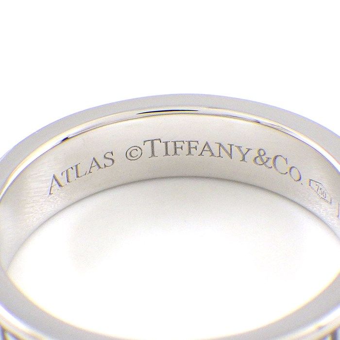 Tiffany & Co. Atlas Narrow Ring in K18 White Gold - Size 9