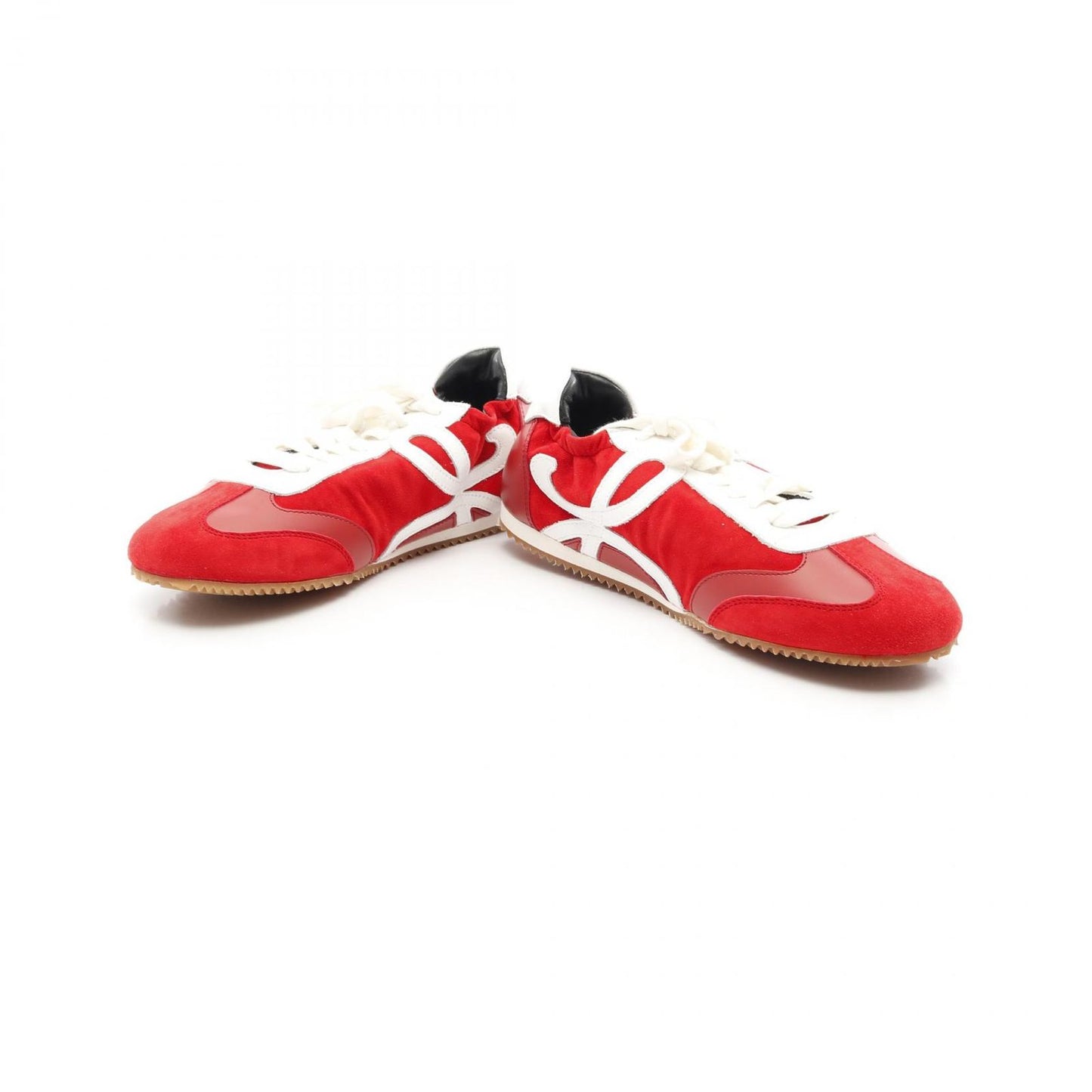 LOEWE Anagram Ballet Runner Sneakers in Red & White Leather