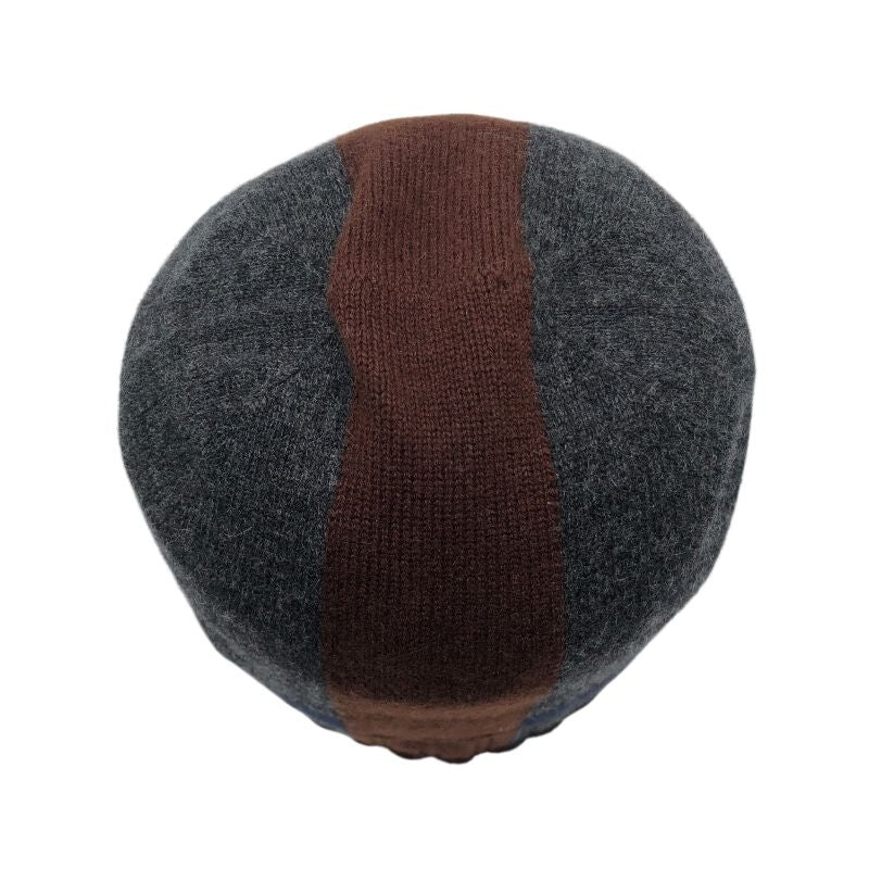 HERMES Wool Knit Cap in Gray, Brown, and Navy - Unisex Luxury Accessory