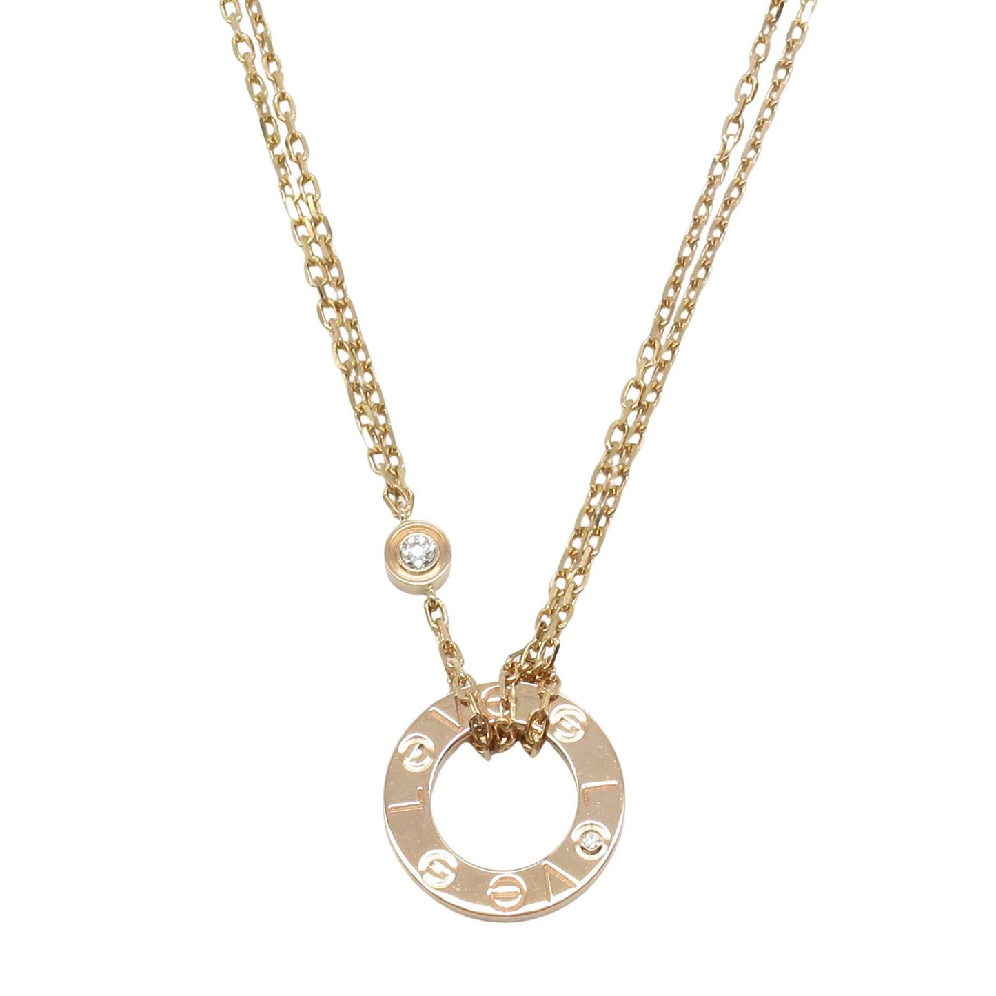 CARTIER Love Circle Necklace in 18K Pink Gold with Diamonds