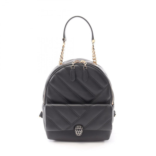 BVLGARI Serpenti Cabochon Black Leather Backpack - Exquisite Craftsmanship
