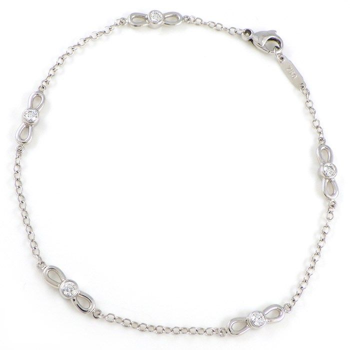 Tiffany & Co. Ribbon Motif Diamond Bracelet in K18 White Gold