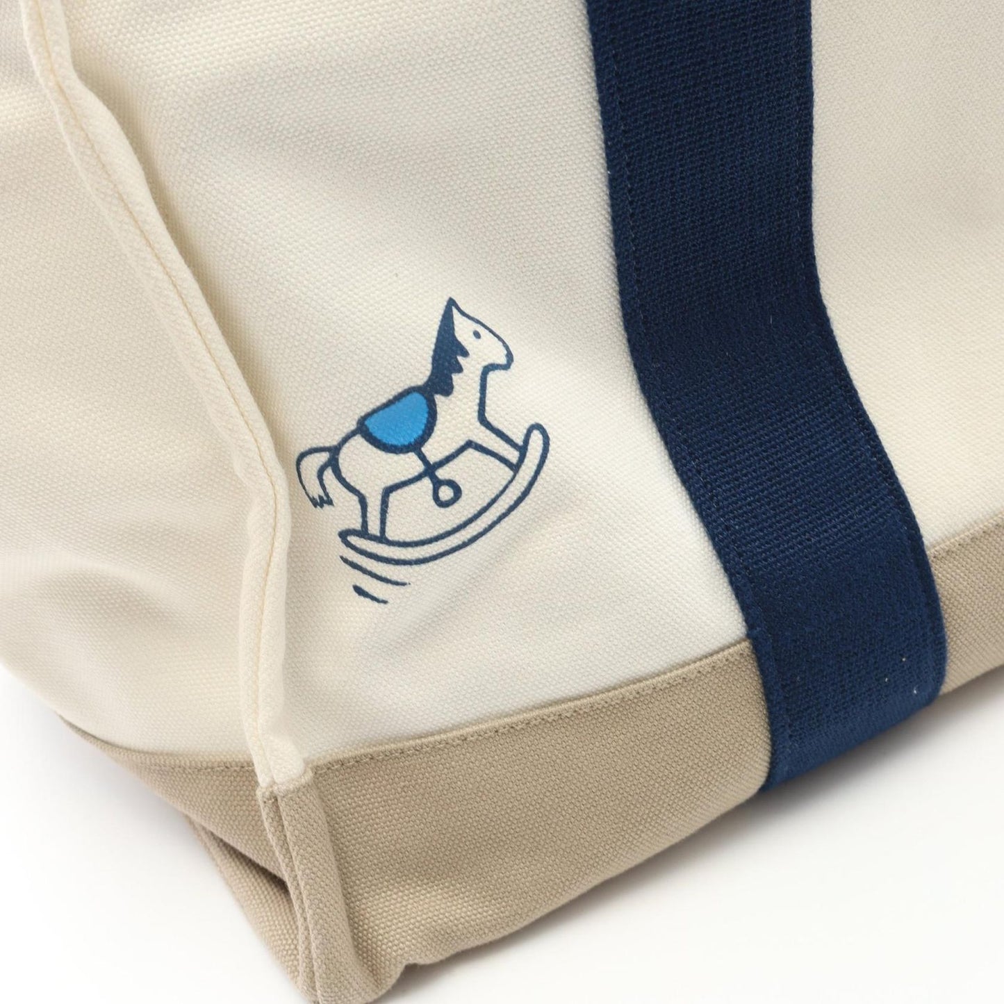 HERMES Adada Tote Bag - White/Blue Canvas - Exquisite Craftsmanship