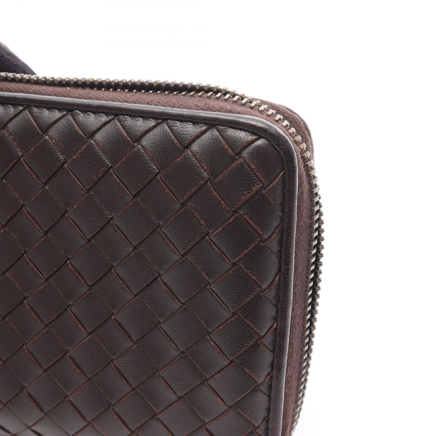BOTTEGA VENETA Intrecciato Round Long Wallet in Dark Brown Leather