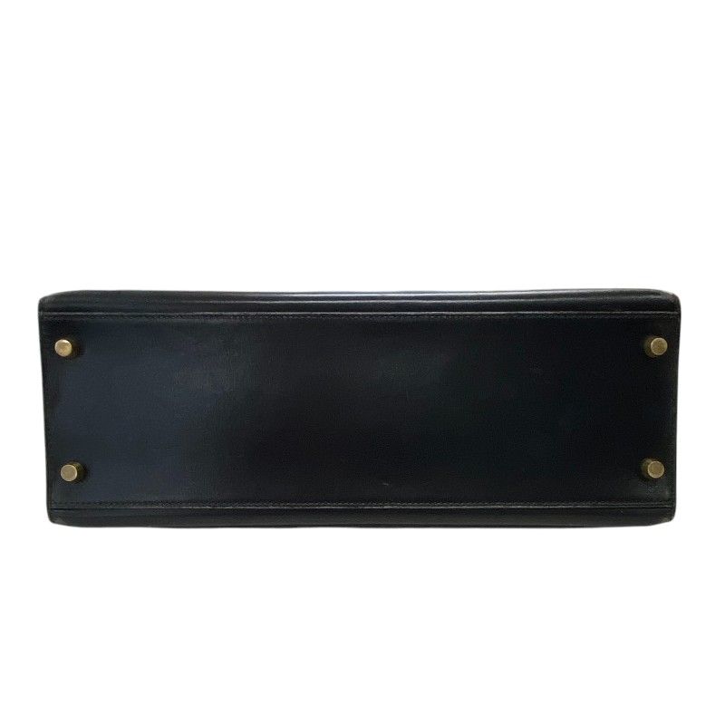 HERMES Kelly 32 Black Box Calf Handbag with Gold Hardware