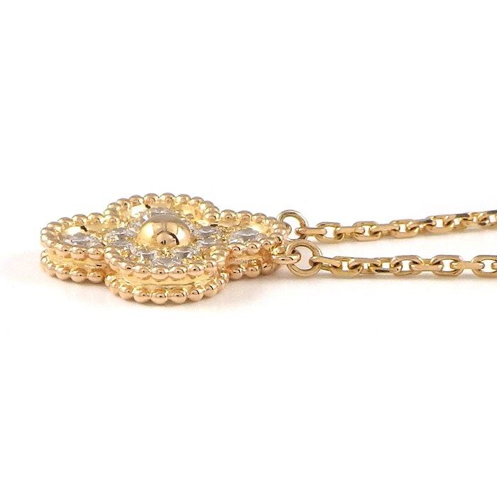 Van Cleef & Arpels Vintage Alhambra Necklace with Diamonds in K18 Pink Gold
