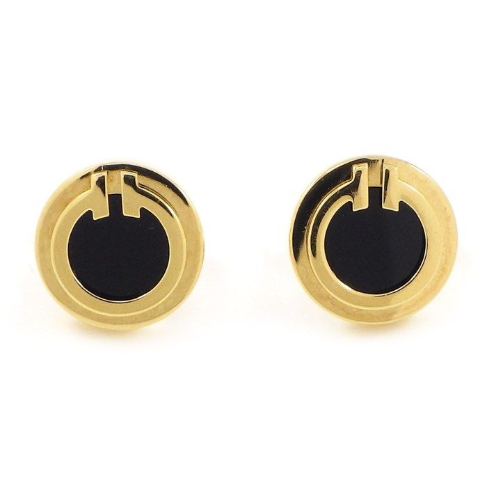 Tiffany & Co. T Circle Onyx Earrings in 18K Yellow Gold