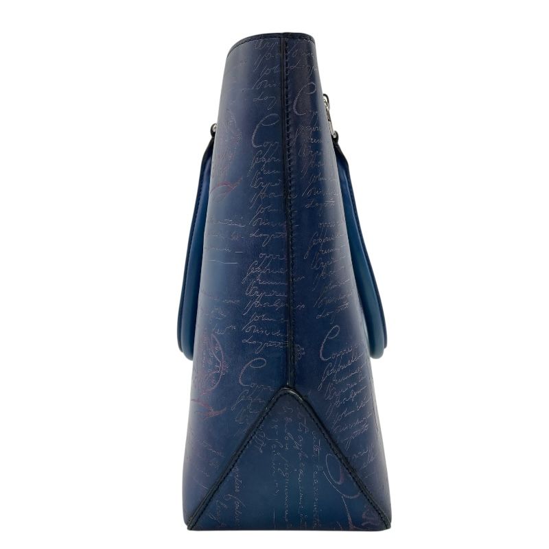 Berluti Trousseau Blue Scrit Leather Men's Tote Bag