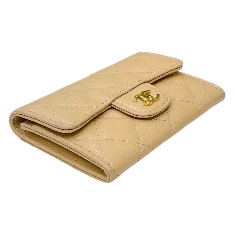 CHANEL Matelassé Flap Card Case AP0214 - Beige Caviar Leather