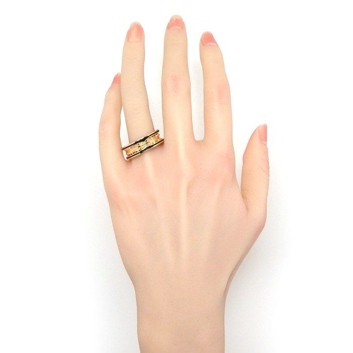 BVLGARI B-zero1 Spiral Ring in K18 Pink Gold & Black Ceramic