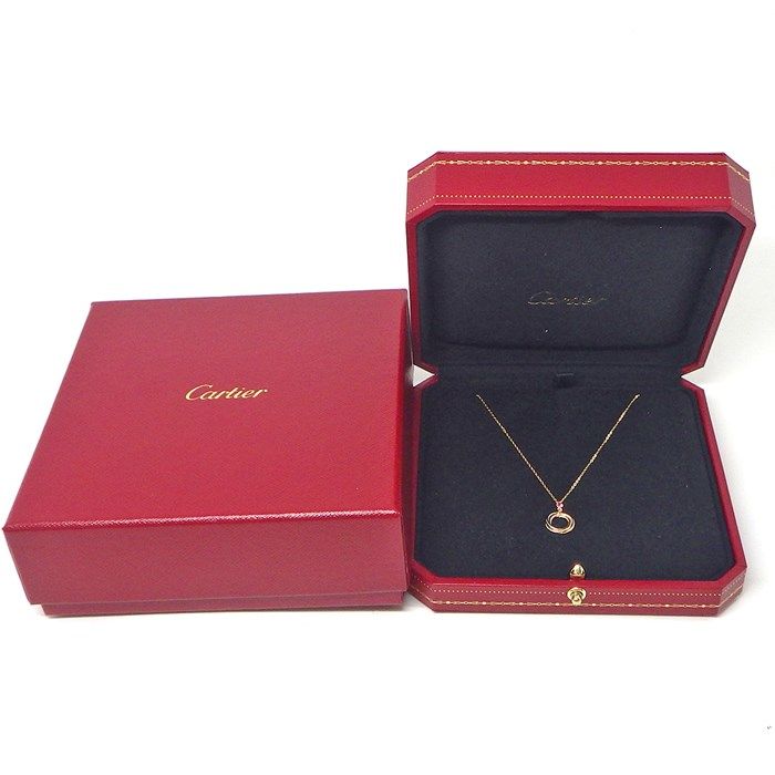 Cartier Baby Trinity Circle Necklace with Pink Sapphire - K18 Gold