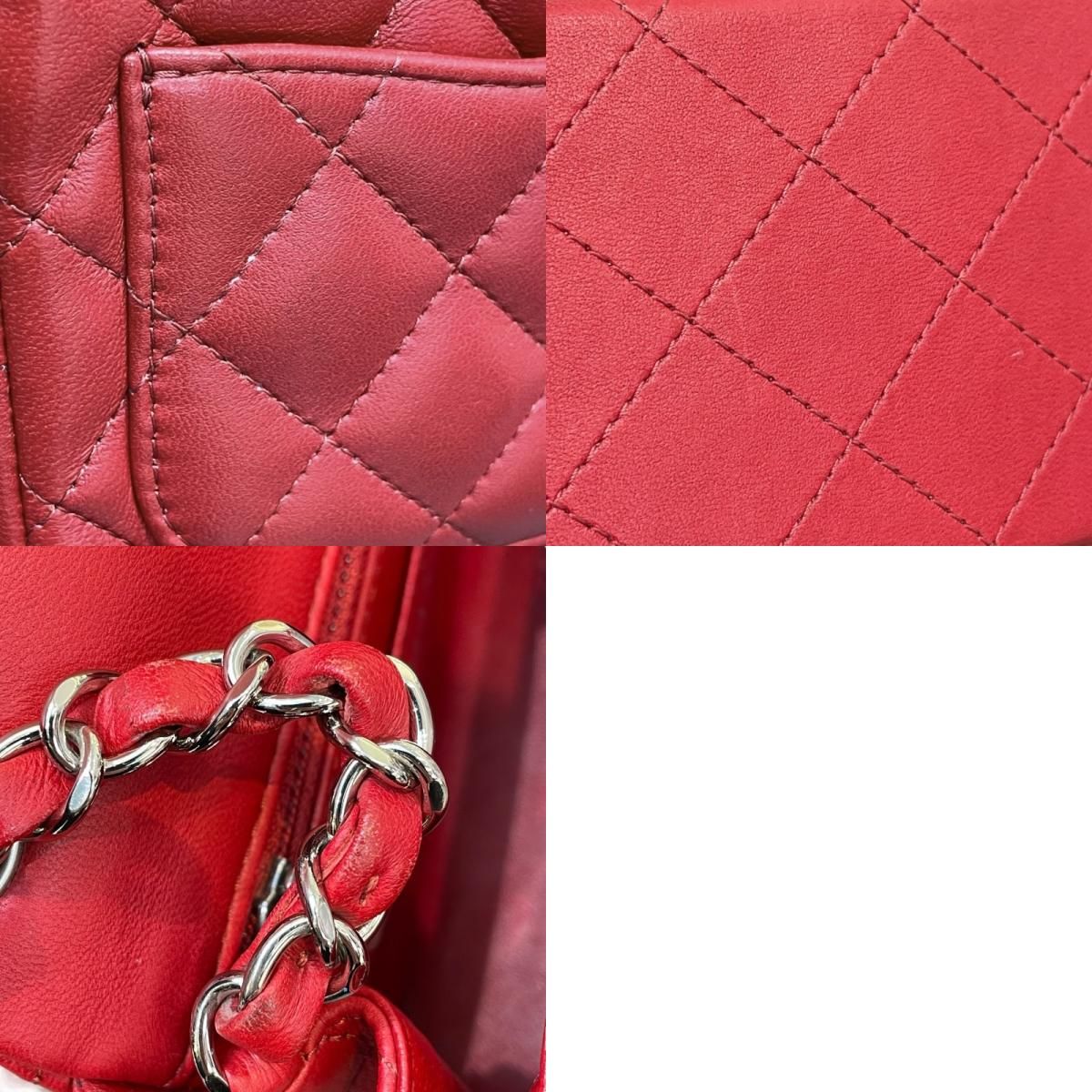 CHANEL Mini Matelassé 18 Red Lambskin Shoulder Bag with Silver Hardware