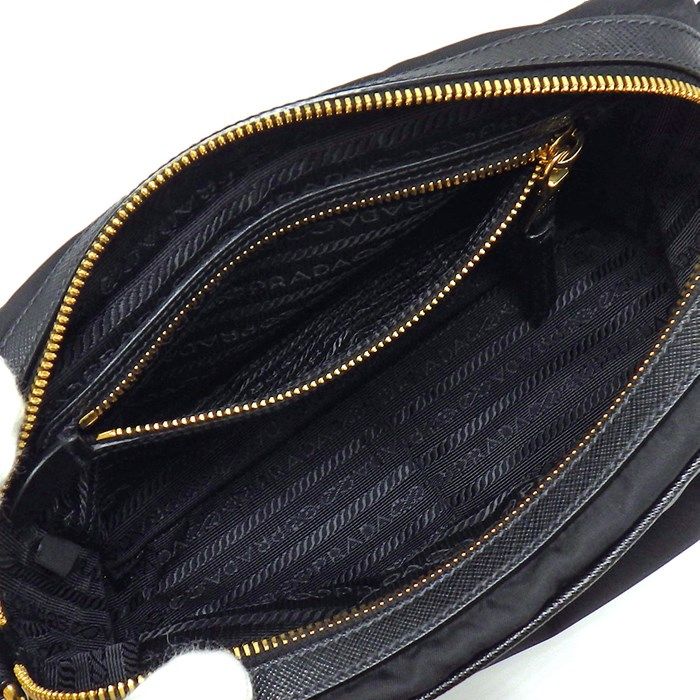 PRADA Black Nylon & Saffiano Leather Shoulder Bag 1BH089