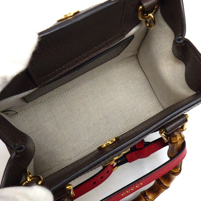 GUCCI Diana Small Handbag in Camel & Ebony Jumbo GG Canvas