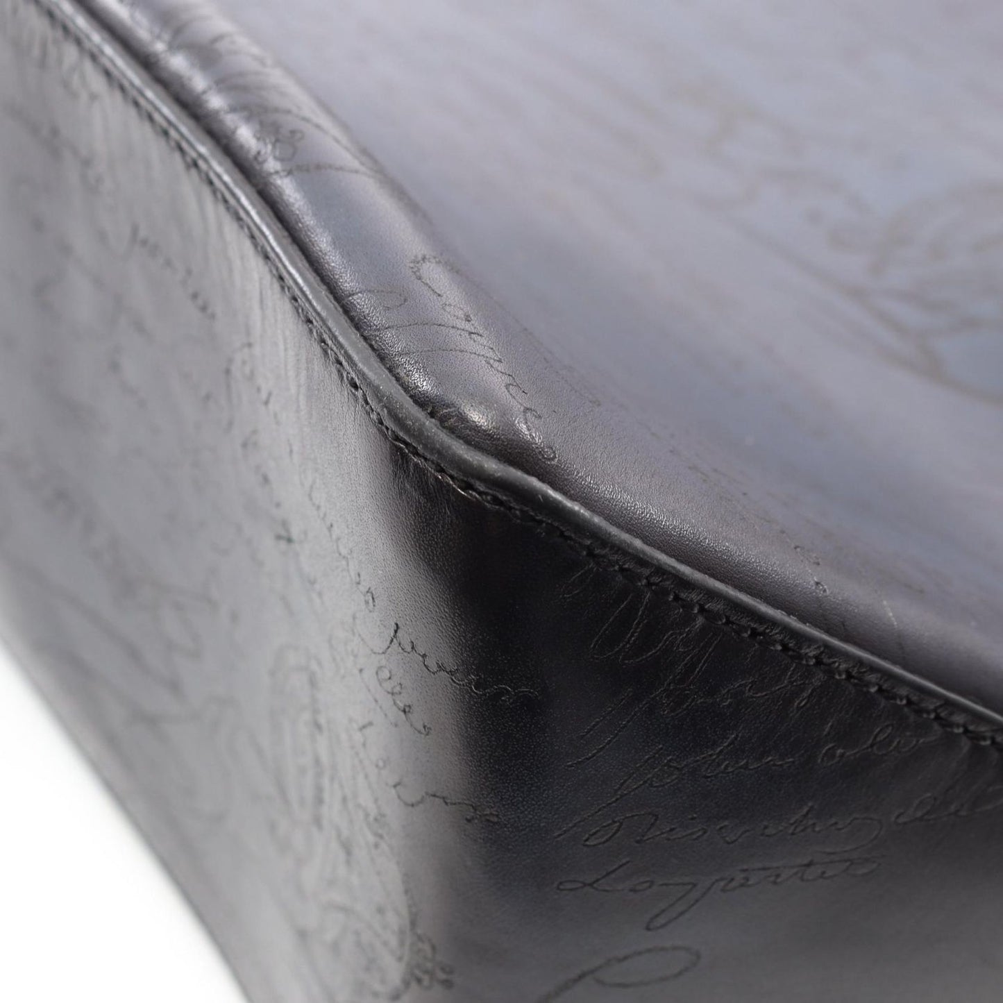 Berluti Trousseau Calligraphy Tote Bag in Navy Leather