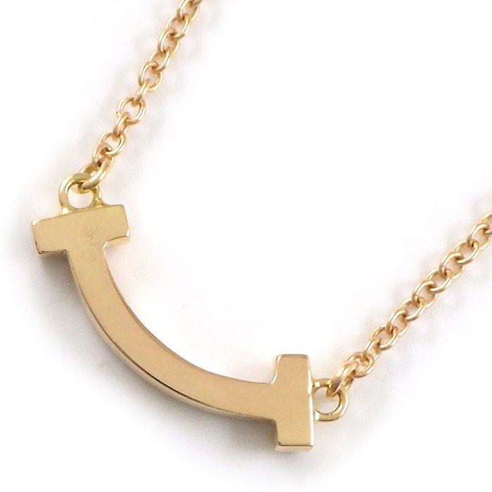 Tiffany & Co. T Smile Mini Micro Necklace in K18 Pink Gold with Diamonds
