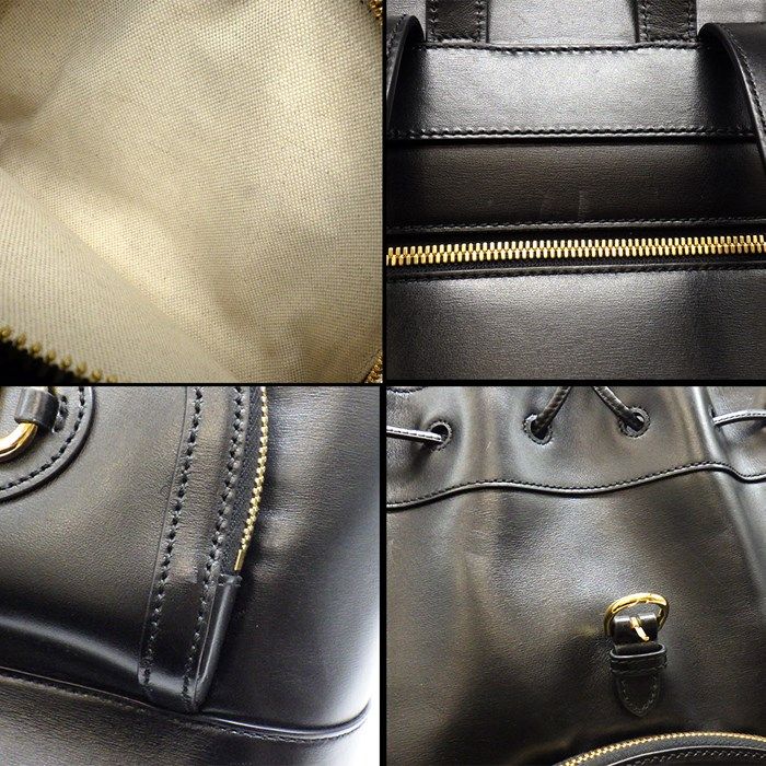 GUCCI Horsebit 1955 Backpack in Black Leather with Gold Accents