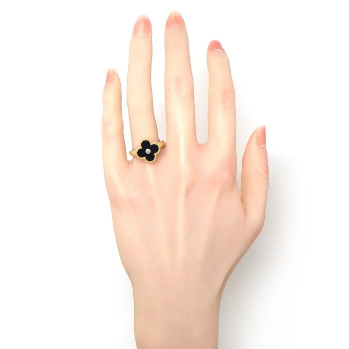Van Cleef & Arpels Vintage Alhambra Onyx & Diamond Ring