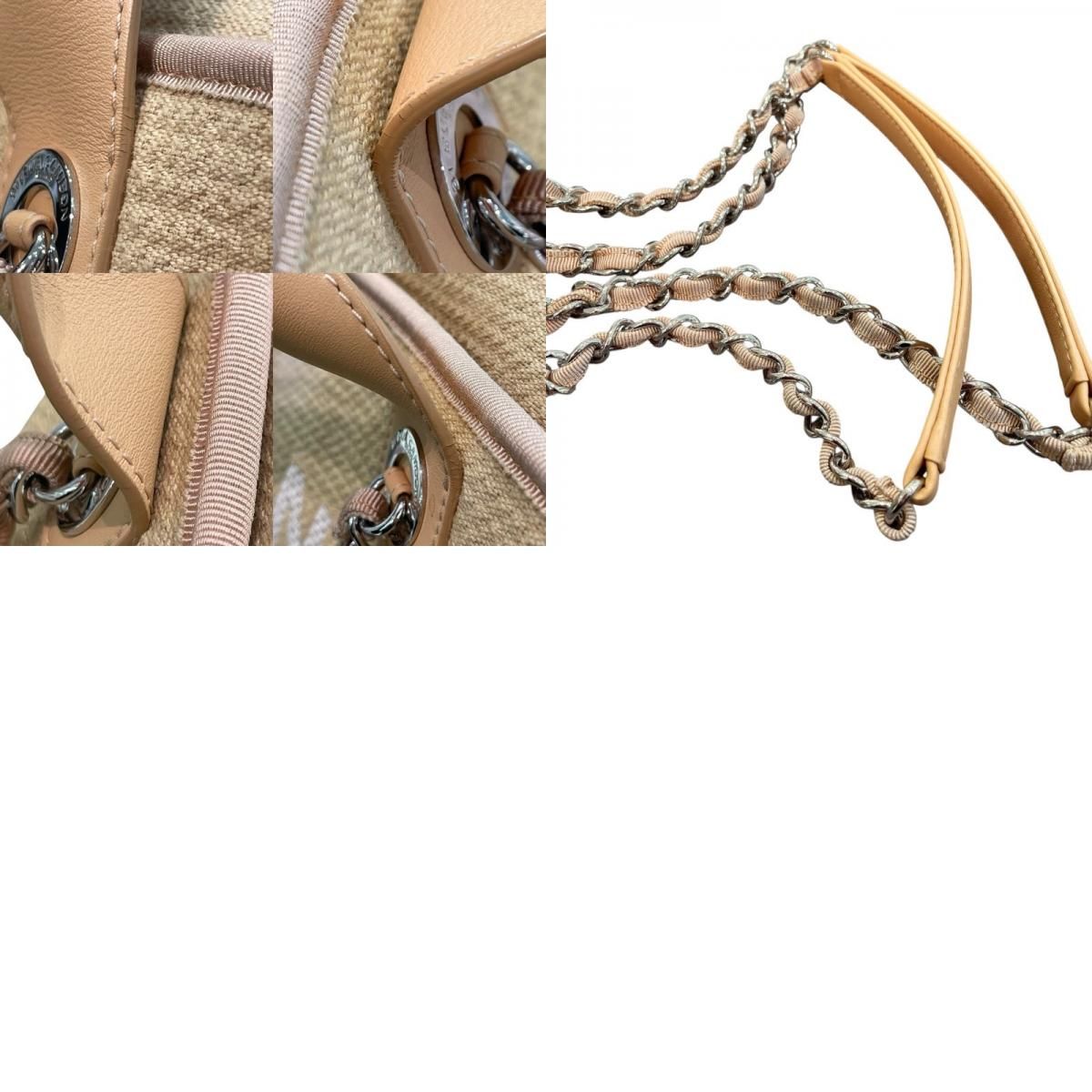 CHANEL Deauville Bowling Bag A92750 Beige & Silver Hardware