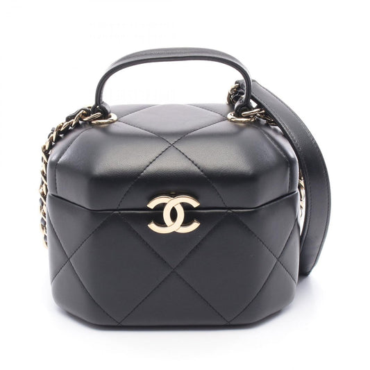 CHANEL Matelassé Small Vanity Shoulder Bag - Black Leather