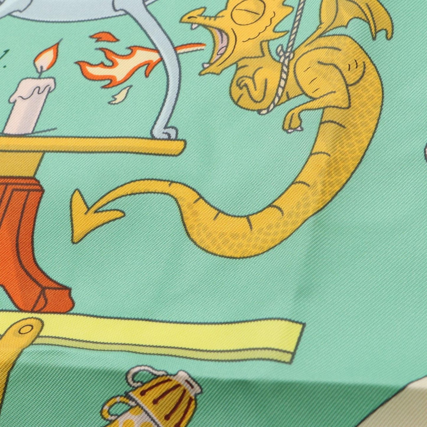 HERMES Silk Scarf 'Tea for Two' - Exquisite Green & Multicolor