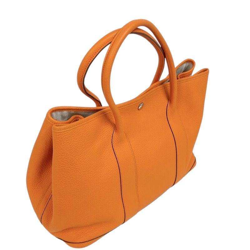 HERMES Garden Party PM Tote Bag - Orange with Silver Hardware