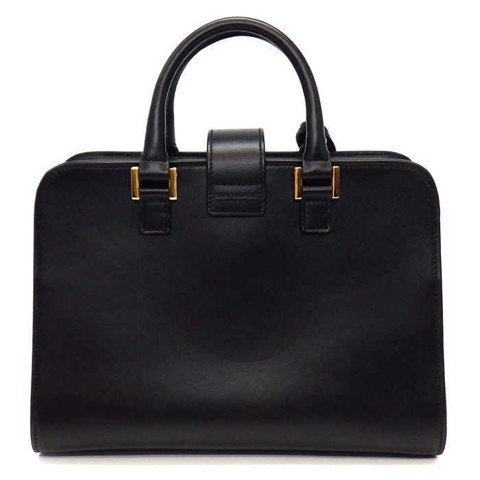 YSL Cassandra Baby Cabas Handbag in Black Calfskin Leather