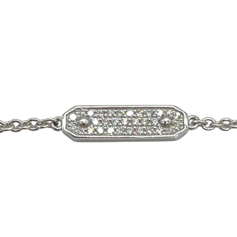 Tiffany & Co. Diamond Tag Chain Bracelet in Au750 Silver