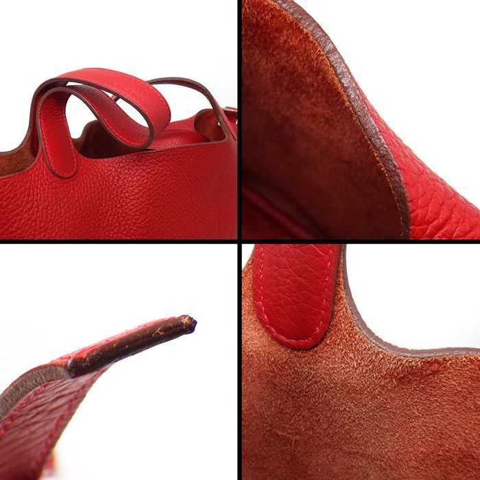 HERMES Picotin PM Handbag in Red Togo Leather - 2005 Edition