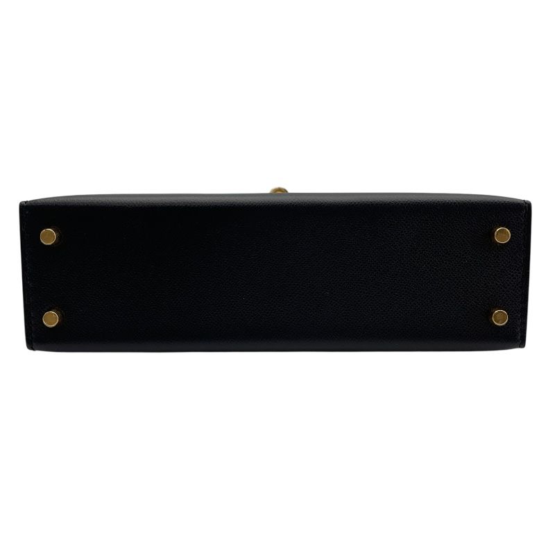 HERMES Mini Kelly 2 Touch Black Lizard Shoulder Bag with Gold Hardware