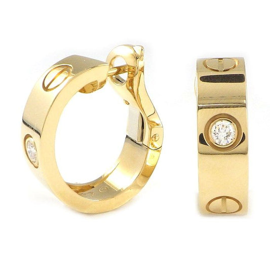 Cartier Love Classic Model Diamond Hoop Earrings in 18K Yellow Gold