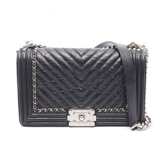 CHANEL Boy Chanel Shoulder Bag A67086 in Black Calfskin