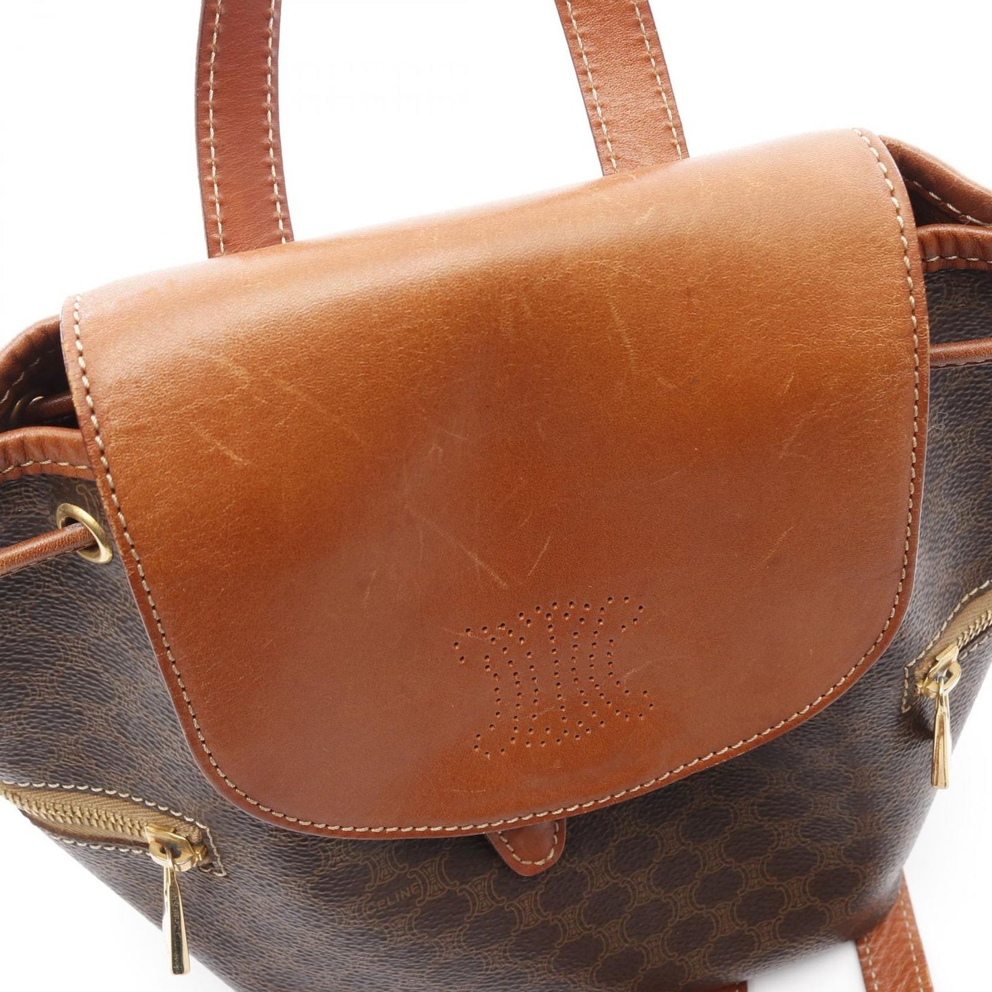 CELINE Macadam Brown Leather Backpack - Timeless Elegance