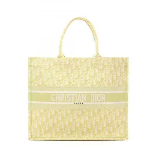 Dior Book Tote Large in Yellow-Green Canvas - Timeless Elegance