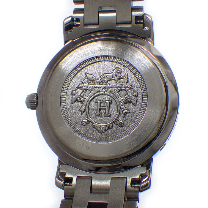 HERMES Clipper CL4.220 Quartz Watch - White Dial, Gold & Silver