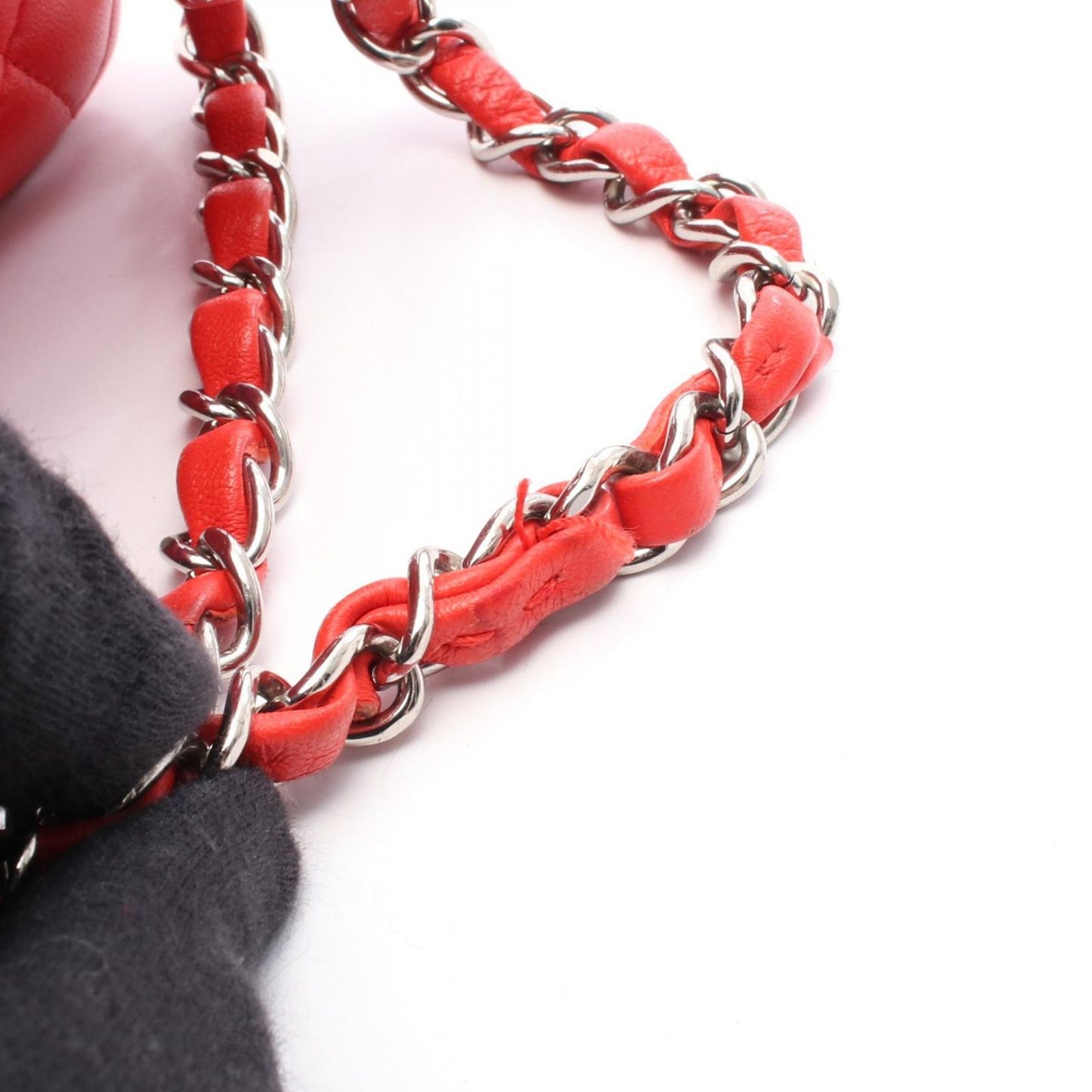 CHANEL Matelassé Double Flap Shoulder Bag in Red Leather