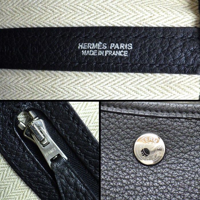 HERMES Garden Party PM Tote Bag - Black Negonda Leather, 2011