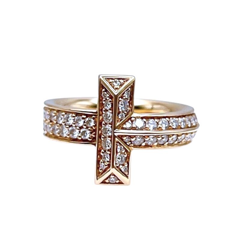 Tiffany & Co. T One Wide Ring in K18 Pink Gold - Exquisite Elegance