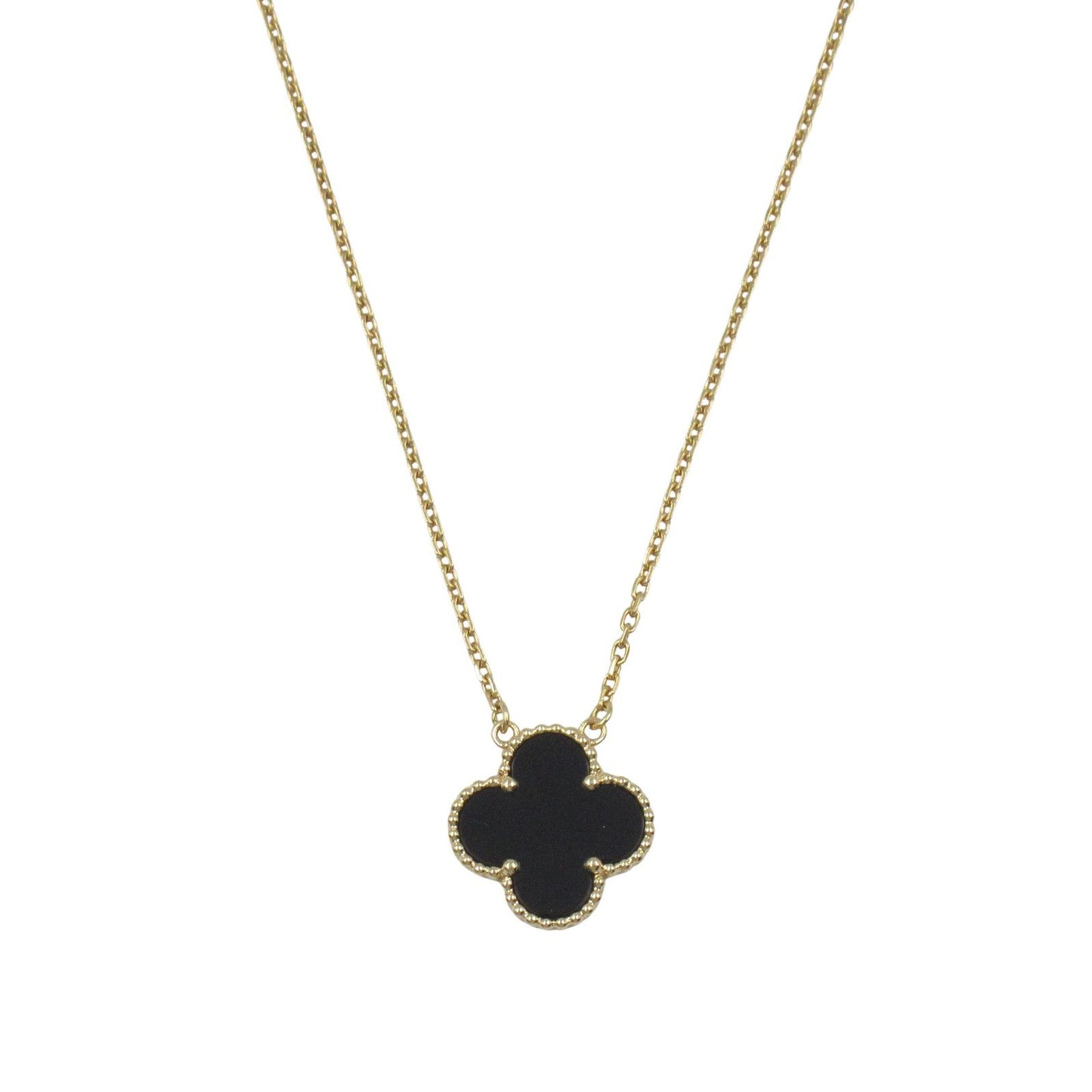 Van Cleef & Arpels Vintage Alhambra Onyx Necklace in 18K Yellow Gold