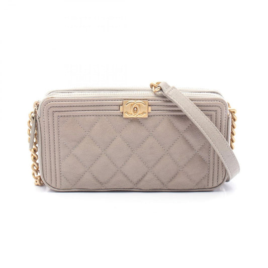 CHANEL Boy Chanel Shoulder Bag A84069 in Greige Leather