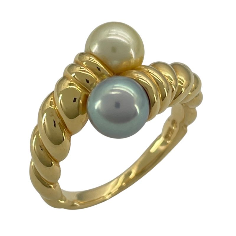 TASAKI K18YG Pearl & Black Pearl Ring - Exquisite Craftsmanship